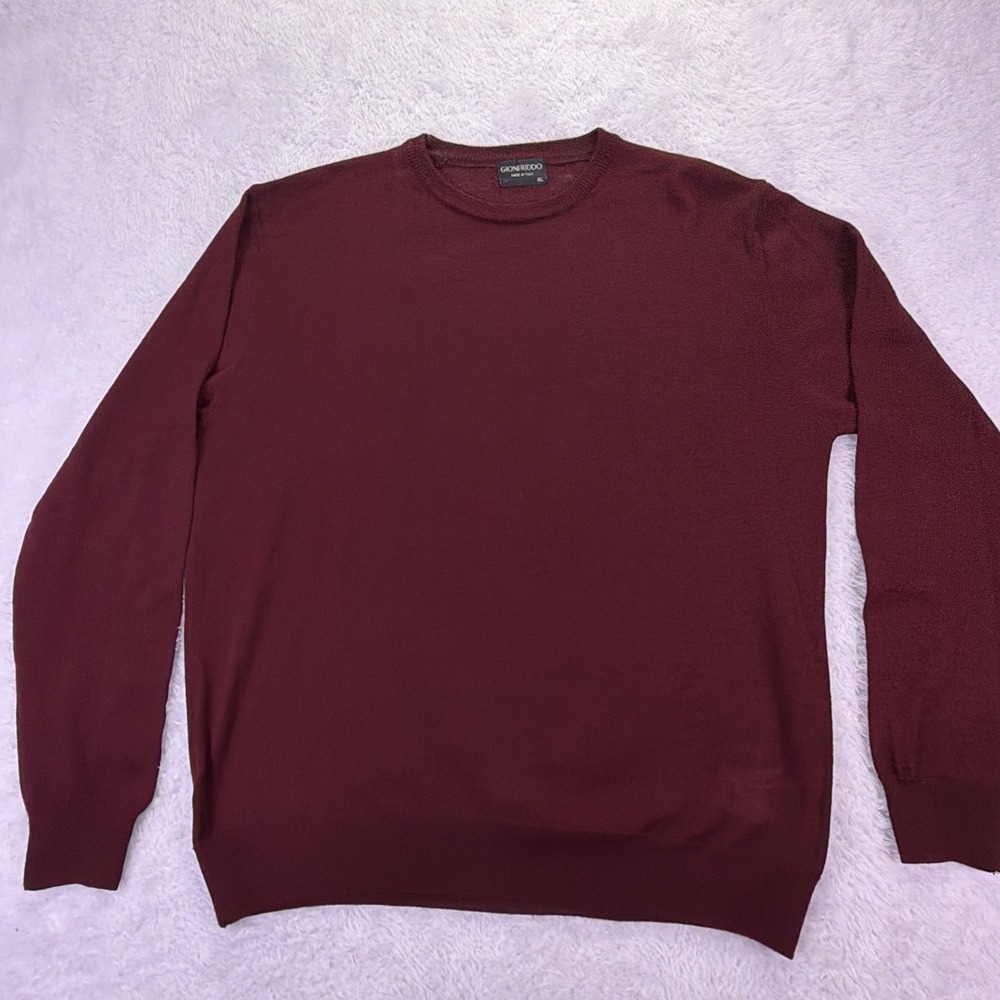 Gionfriddo Merino Wool-Blend Crew Neck Sweater Made in‎ Italy Mens XL Maroon